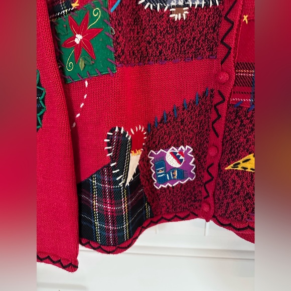 Vintage Christmas Icons Patchwork cute/Ugly Christmas Cardigan Sweater S… - Picture 10 of 16